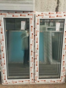 Окно ПВХ 1300*1400 мм двустворчатое 